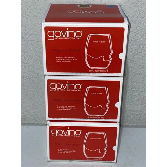 NEW Govino Drinkware 16-oz Wine Glasses Clear Shatterproof Thumb Notch Set Of 12 - Picture 4 of 10